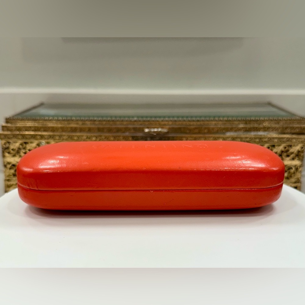 Valentino - Red Leather-Covered Hinged Eyeglass/Sunglass/Eyewear Hard-Case VGUC - Picture 7 of 15